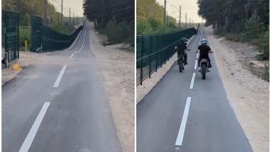Attēls rakstam: “Gaidīsim, līdz notrieks kādu bērnu?” Motorizēti braucamrīki uz jaunā Carnikavas veloceļa kļūst kaitinoši