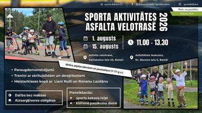 Attēls rakstam: 1.VIII Sporta aktivitātēs asfalta velotrasē Baložos