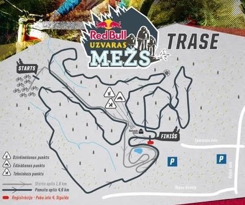 10 stundu velosacensības ""Red Bull" uzvaras mežs" Siguldā