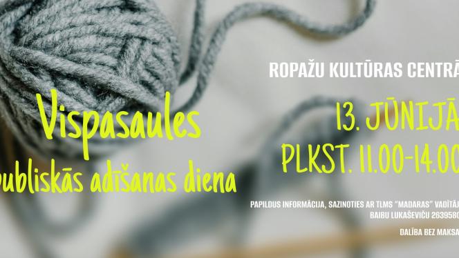 Attēls rakstam: 13.V Vispasaules publiskās adīšanas dienas pasākums Ropažos