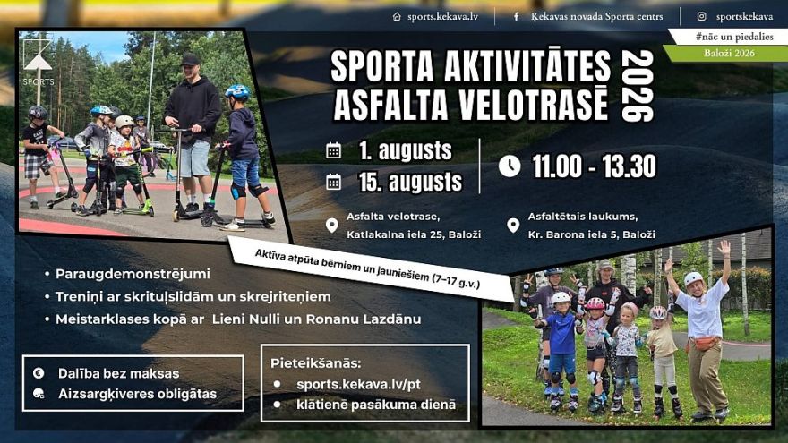 15.VIII Sporta aktivitātēs asfalta velotrasē Baložos