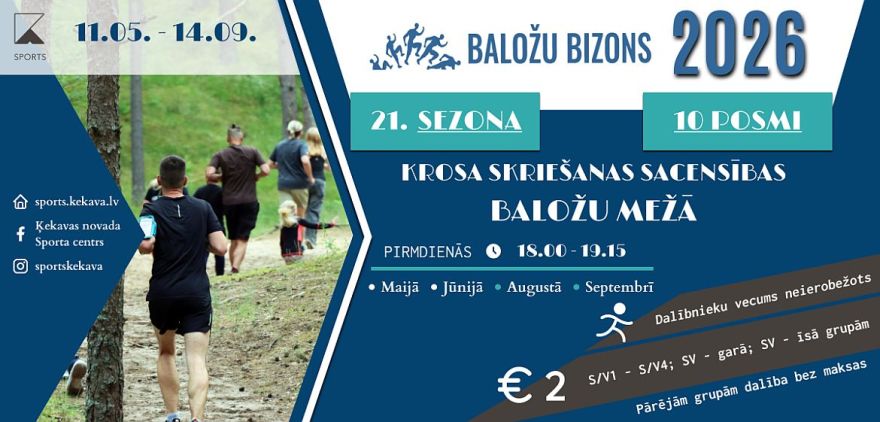17.VIII Krosa skriešanas sacensību "Baložu bizons 2026" sestais posms