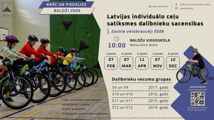 7.III Sacensības "Jaunie velobraucēji 2026" Baložos