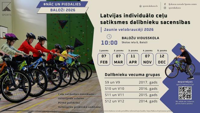 Attēls rakstam: 7.XI Sacensības "Jaunie velobraucēji 2026" Baložos