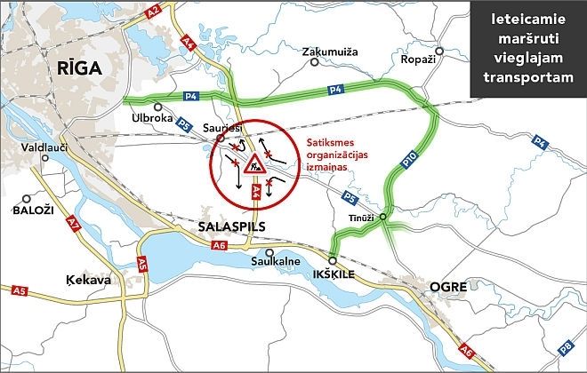 Aicina autovadītājus ievērot ceļu satiksmes noteikumus būvdarbu posmā uz Rīgas apvedceļa