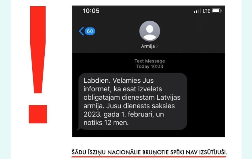 Aizsardzības ministrija noliedz īsziņu sūtīšanu par valsts aizsardzības dienestu