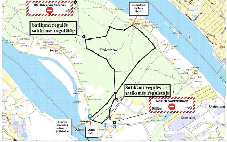 Autovadītāju ievērībai: sestdien gaidāmi satiksmes ierobežojumi Doles salā
