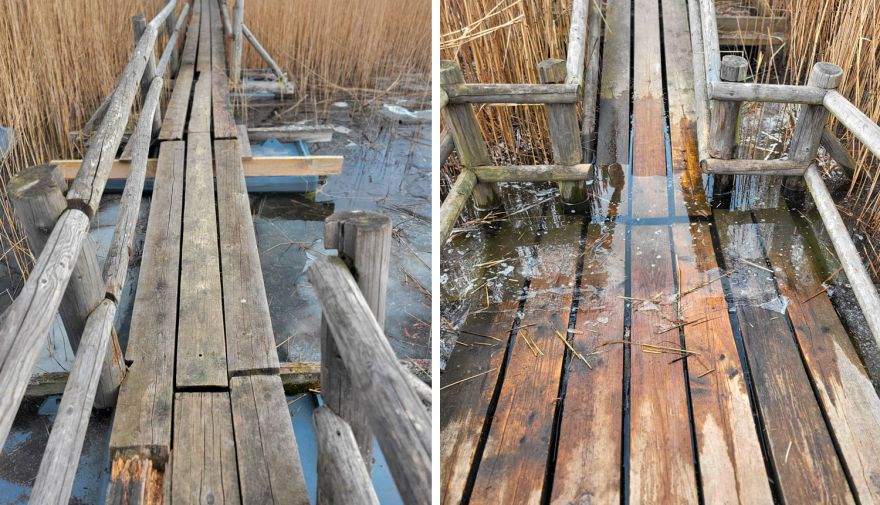 Bīstamu bojājumu dēļ slēgta Kaņiera Niedrāju laipa; uzsāks ārkārtas remontdarbus