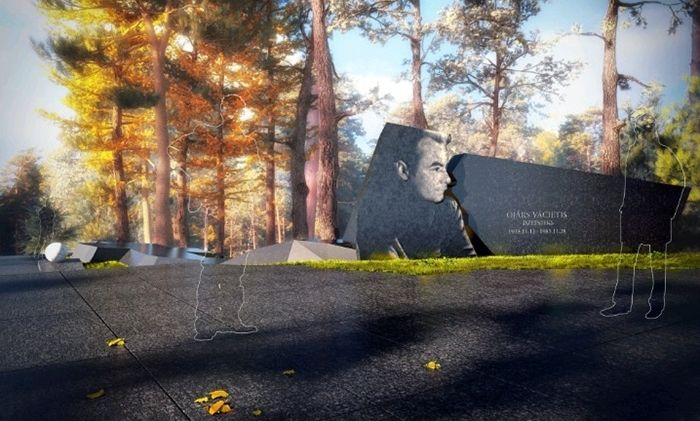 Carnikavā beidzot atklāj vizualizāciju 30 gadus lolotajai idejai par Ojāra Vācieša pieminekli