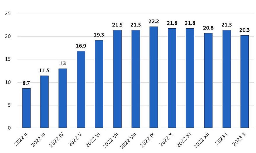 CSP: Vidējais patēriņa cenu līmenis gada laikā palielinājies par 20,3 %