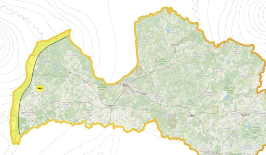 Daļā Latvijas izsludināts dzeltenais laika apstākļu brīdinājums