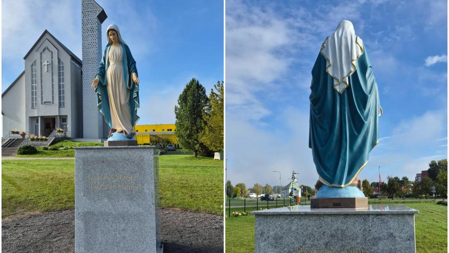 Attēls rakstam: FOTO: Apbrīnojami skaisti! Salaspilī nonākusi īpaša Jaunavas Marijas statuja