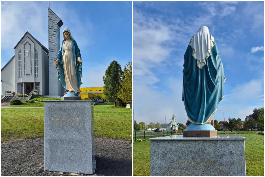 FOTO: Apbrīnojami skaisti! Salaspilī nonākusi īpaša Jaunavas Marijas statuja