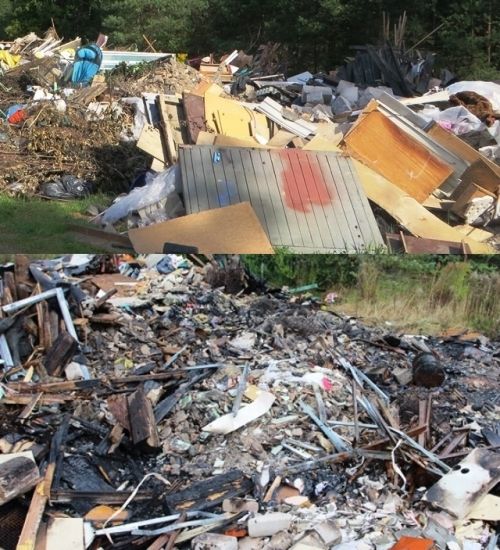 FOTO: Ugunsgrēks Amatniekos izgāztuvi nelikvidē, tikai nedaudz izmaina skatu