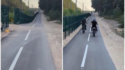 Attēls rakstam: “Gaidīsim, līdz notrieks kādu bērnu?” Motorizēti braucamrīki uz jaunā Carnikavas veloceļa kļūst kaitinoši