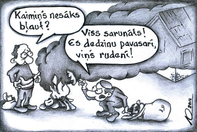 Karikatūra: Dedzināt uz maiņām