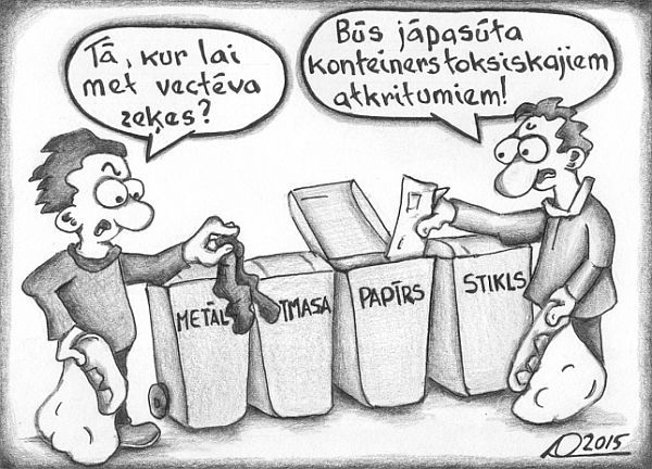 Karikatūra: Uz miskasti ar rokasgrāmatu
