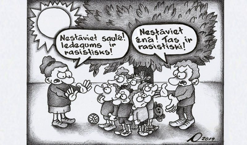 Karikatūra. Var saskatīt rasisma pazīmes!