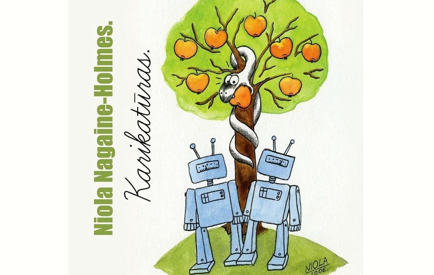 Ķekavā skatāma Niolas Nagaines-Holmes karikatūru izstāde