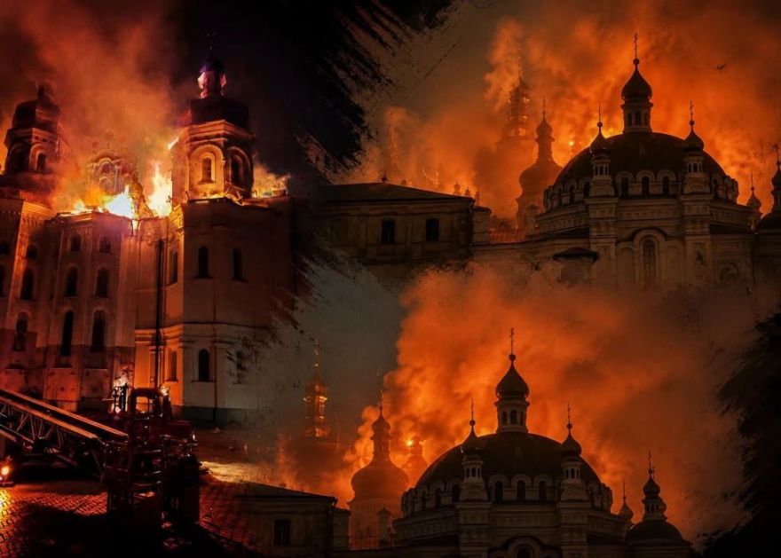 Latvijas baznīcu līderi: Degošais Pečeru klosteris simbolizē Ukrainas ciešanas