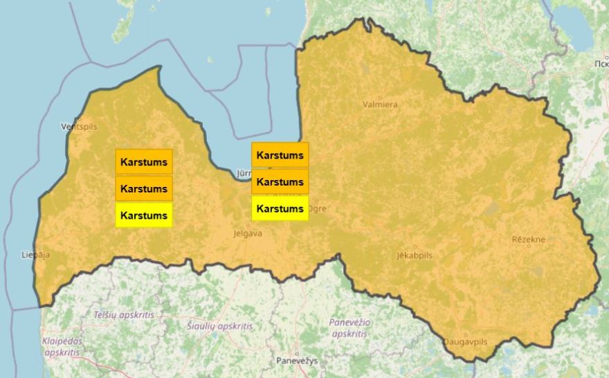 Meklējam ēnu: svētdien valsts rietumu un centrālajos rajonos gaidāms ļoti stiprs karstums