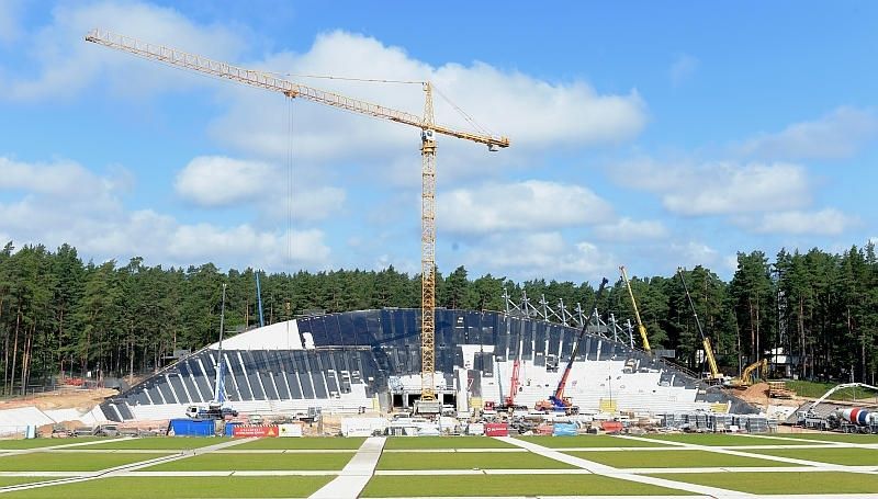 Mežaparka Lielās estrādes jaunās skatuves pirmās daļas būvdarbi ir jau pusceļā