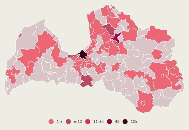 Pēdējā diennaktī konstatētais Covid-19 pacients reģistrēts Bauskas novadā; Jūrmalā izveseļojušies divi pacienti