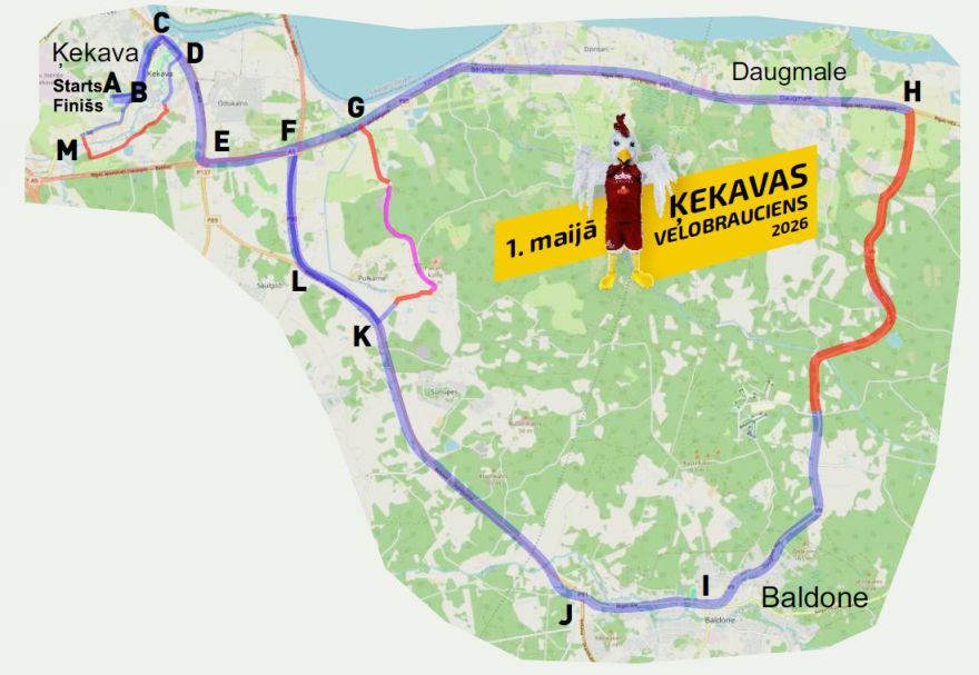 Piektdien Ķekavas velobrauciena laikā novadā būs būtiski satiksmes ierobežojumi