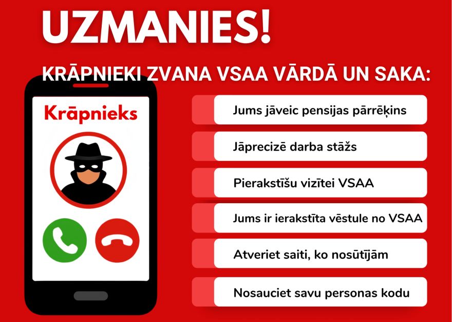 “Pierakstīsim jūs pensijas pārrēķinam” – tā sākas krāpnieku zvani