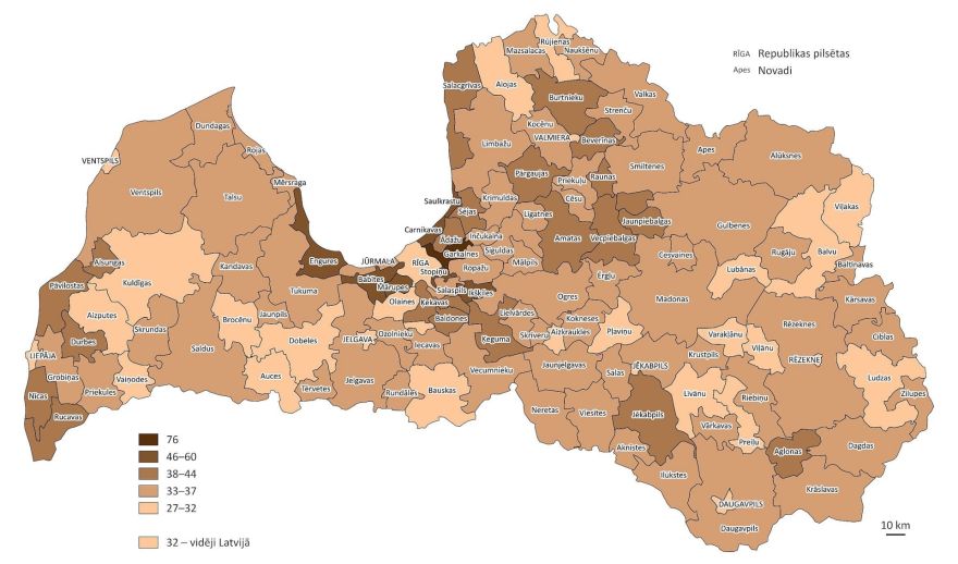 Pierīgā ir lielākā dzīvojamā platība uz mājokļa iemītnieku