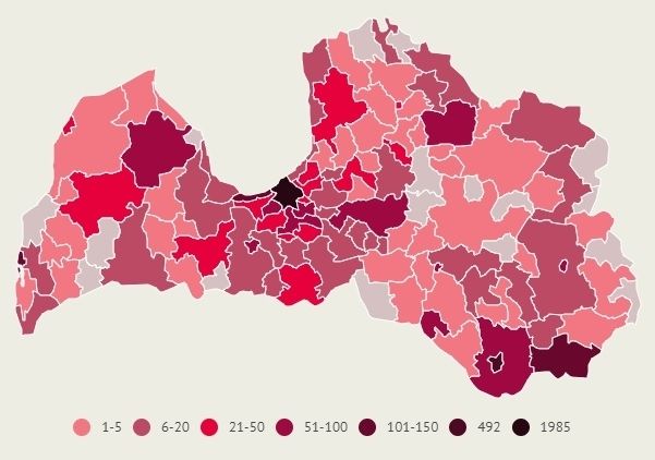 Pirmdien ievērojams Covid-19 gadījumu skaits konstatēts Rīgā, Jūrmalā un Aknīstes novadā