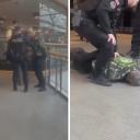 Attēls rakstam: Rīgā bērns izmisīgi kliedz brīdī, kad tirdzniecības centrā tiek aizturēts viņa tēvs. Kā to skaidro policija?