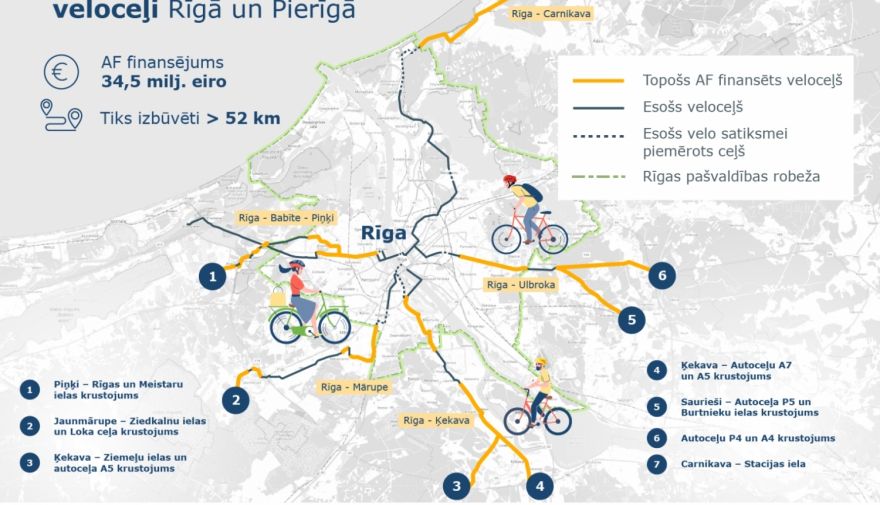 Rīga un Pierīgas pašvaldības uzsākušas vienota veloceļu tīkla izveidi
