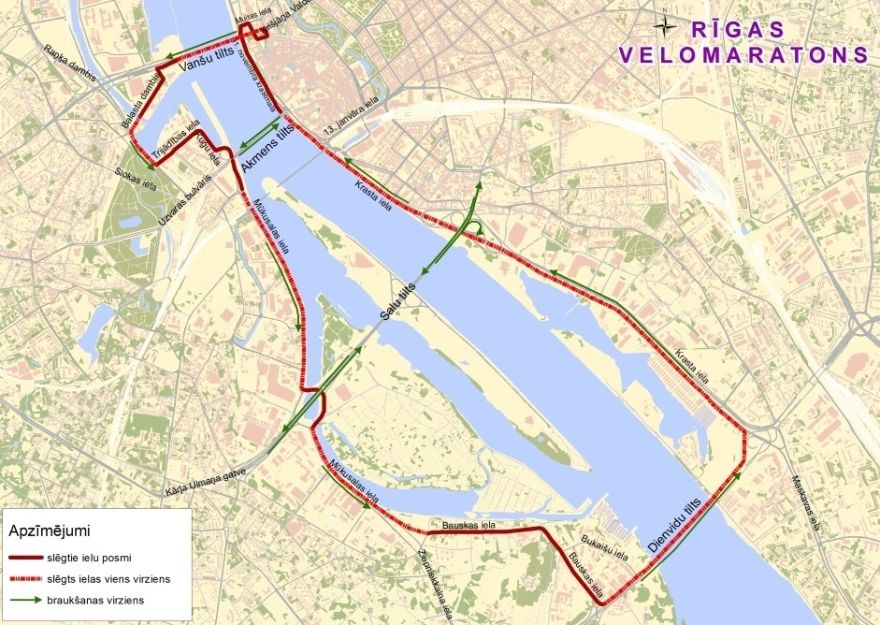 Rīgas velomaratona laikā būtiski ierobežos satiksmi; slēgs 11.novembra krastmalu