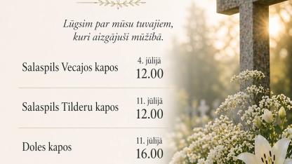 Attēls rakstam: Salaspils, Doles un Baldones kapos jūlijā norisināsies katoļu kapusvētki