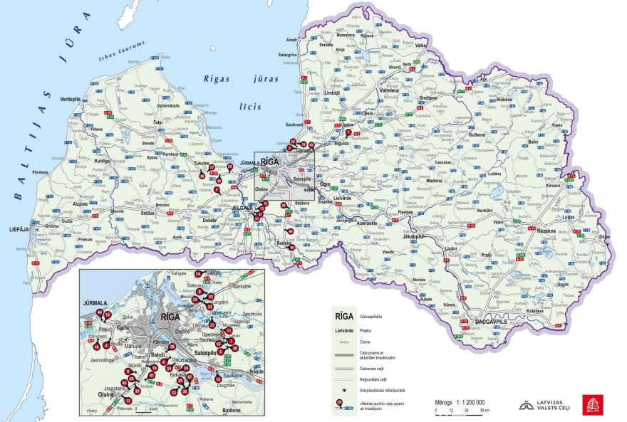 Uz Latvijas autoceļiem par bīstamām atzītas 48 vietas, lielākā "melno punktu" koncentrācija – Pierīgā