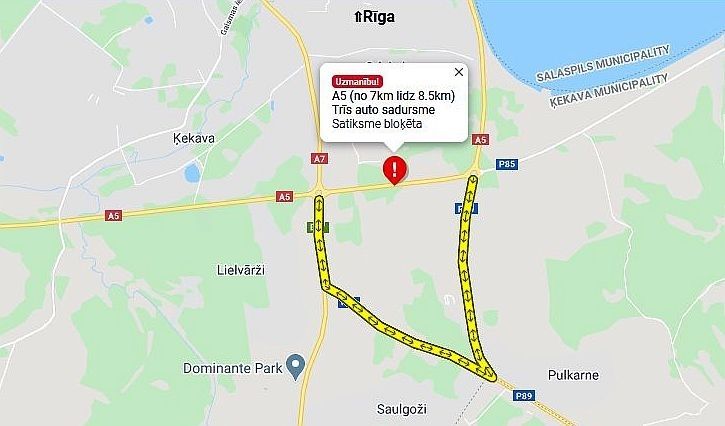 Uz Rīgas apvedceļa Ķekavas novadā notikusi četru automašīnu sadursme (papildināta)