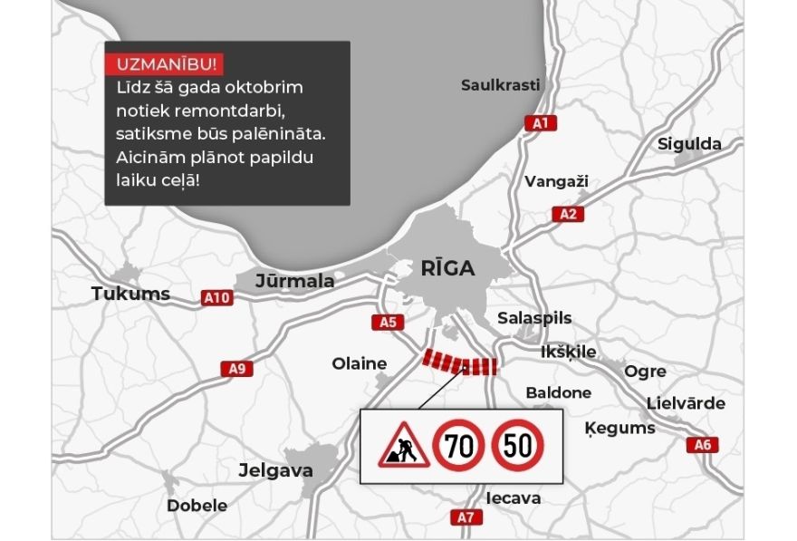 Uz Rīgas apvedceļa no Ķekavas apļa līdz Jelgavas šosejai atjauno segumu
