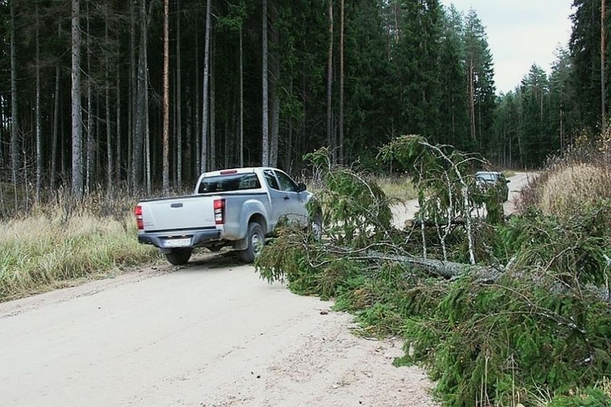 Vējš vietām lauzis kokus un atrāvis ēku konstrukcijas