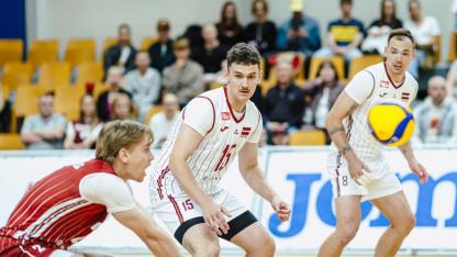 Attēls rakstam: Zaudējums ceļamaizei. Latvijas volejbola valstsvienība pārbaudes spēlē Siguldā piekāpjas somiem